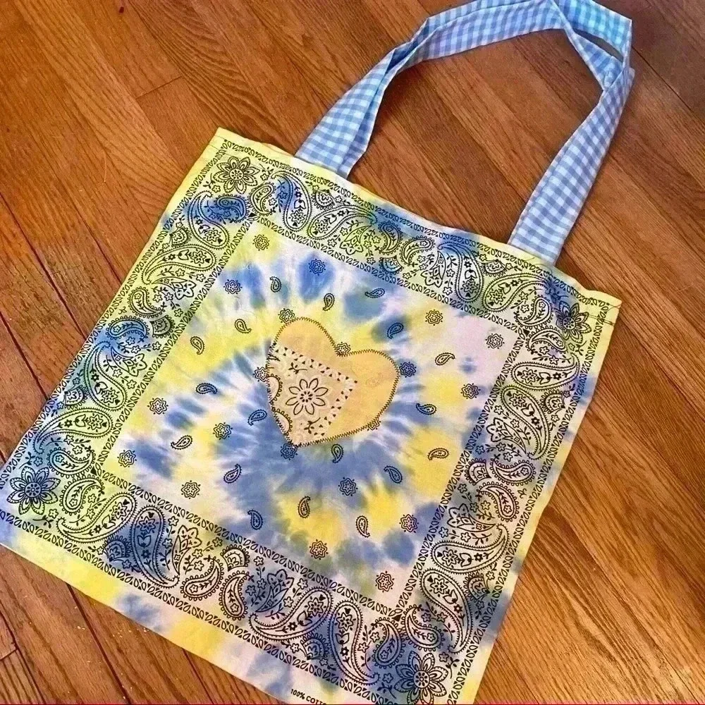 Handmade tie dye Boho tote bag